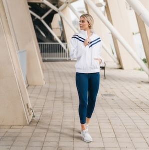 White and Navy Stripe Breaker Jacket